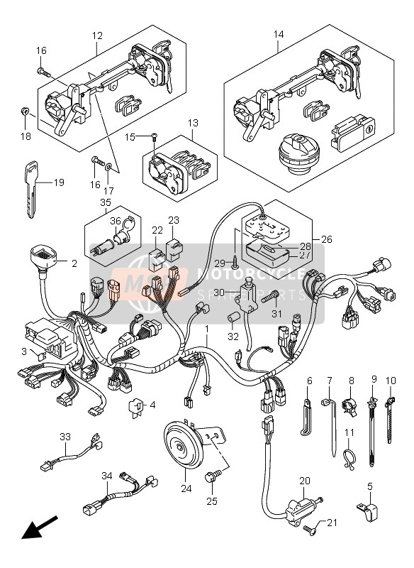 Suzuki AN250 BURGMAN 2005 Wiring Harness (E24-E71) for a 2005 Suzuki AN250 BURGMAN